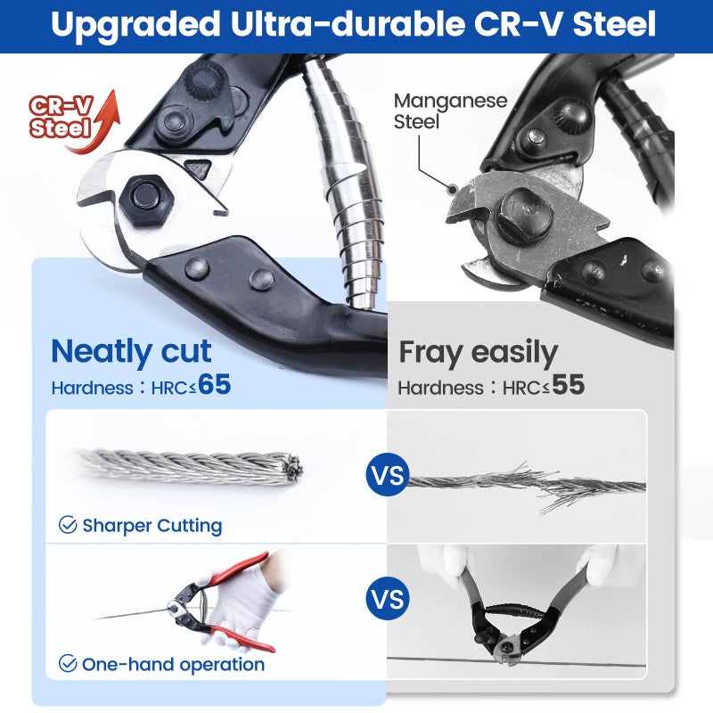 Muzata Cable Cutter Wire Cutter Heavy Duty Up to 1/8" 5/32" Stainless Steel Aircraft Wire Rope for Deck Railing Metal Fence Bicycle Brake Bike DIY Project CR12 - Image 3